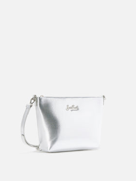 Borsa a spalla Aline Bag in pelle laminata argento