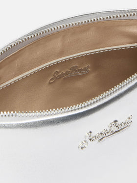 Borsa a spalla Aline Bag in pelle laminata argento