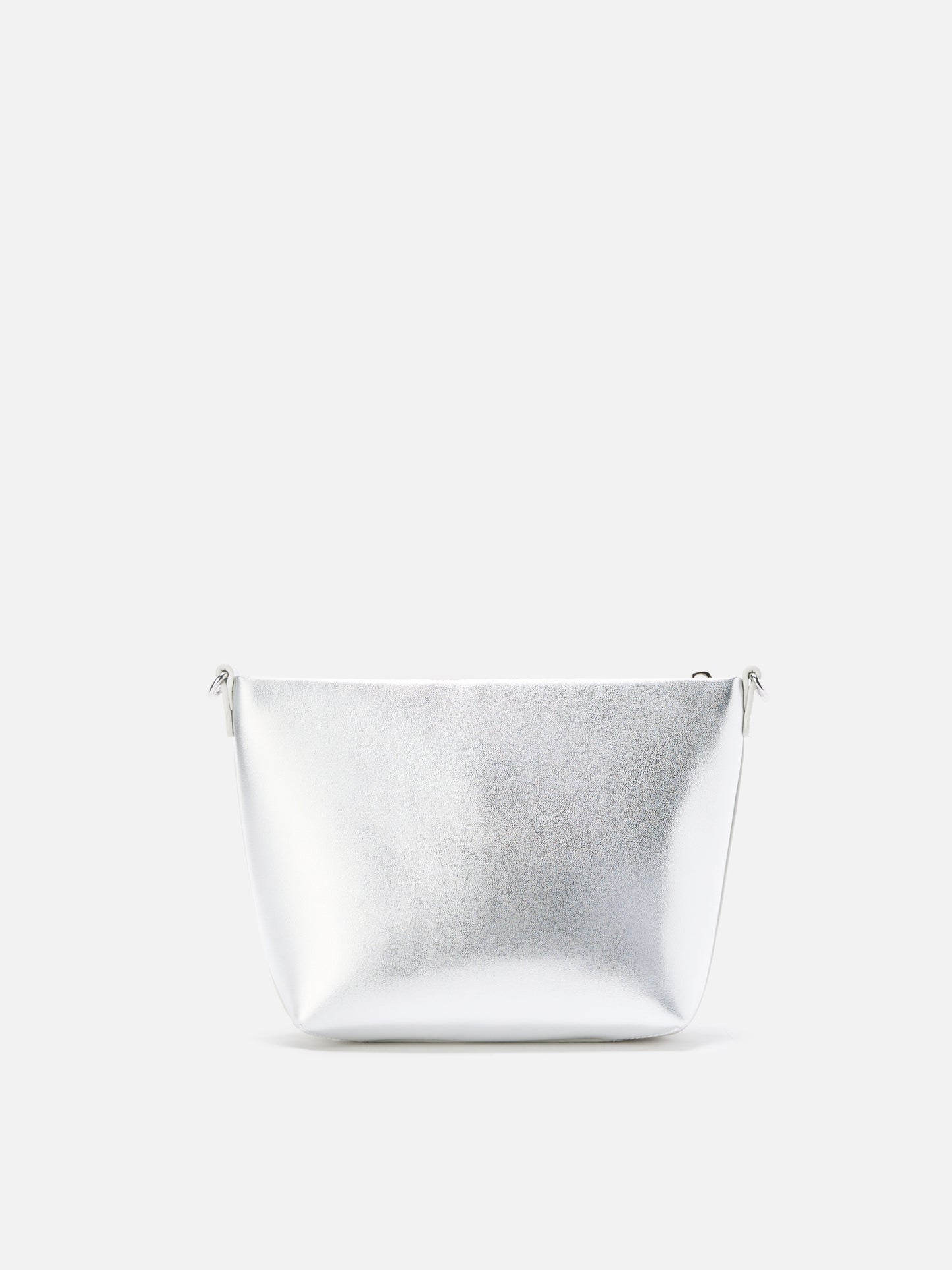 Borsa a spalla Aline Bag in pelle laminata argento