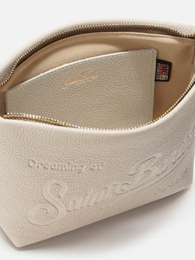 Borsa a spalla Aline Bag in pelle martellata bianca