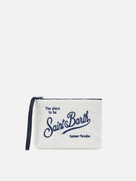 Pochette Aline in cotone sangallo bianca