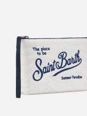 Pochette Aline in cotone sangallo bianca