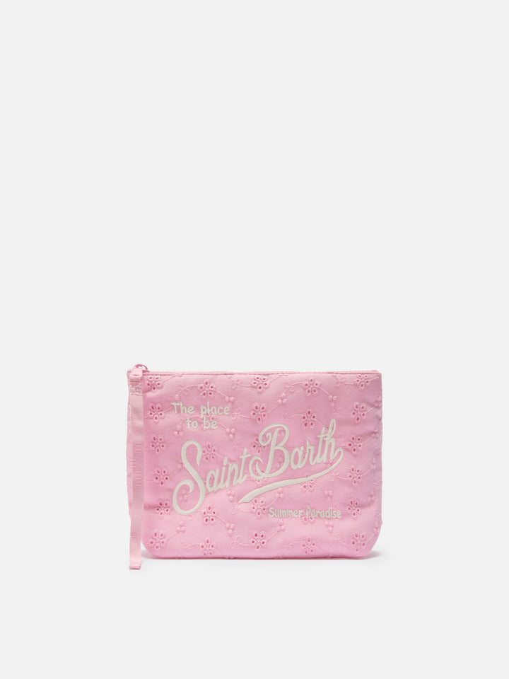 Pochette Aline in cotone sangallo rosa