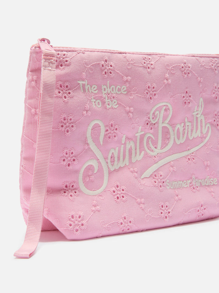 Pochette Aline in cotone sangallo rosa