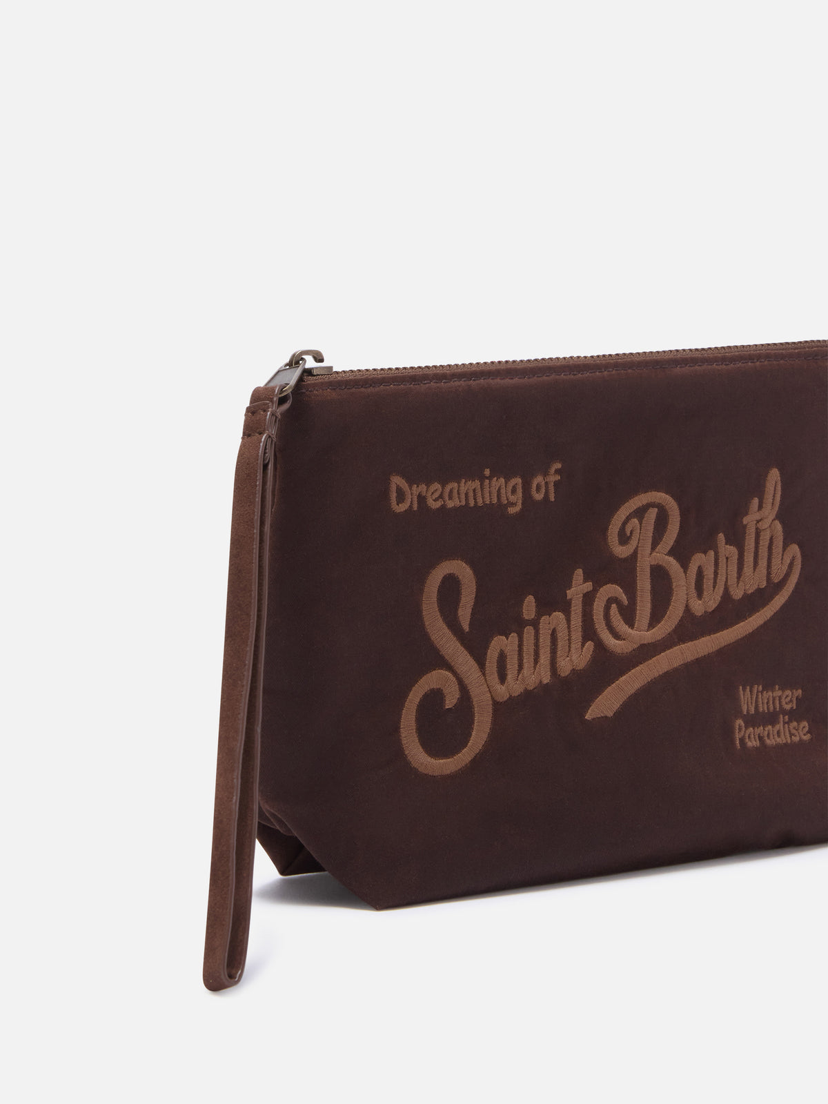 Casquette Aline cirée pochette marron avec broderie logo 