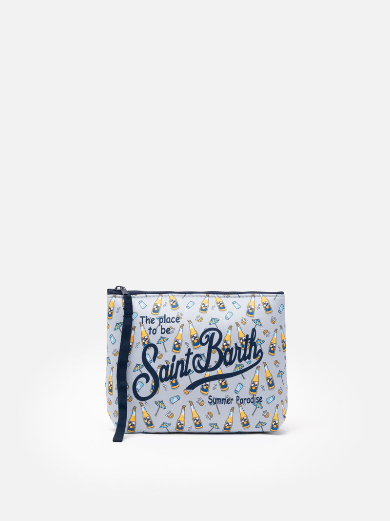 Aline Scuba-Pochette mit Bier-Print