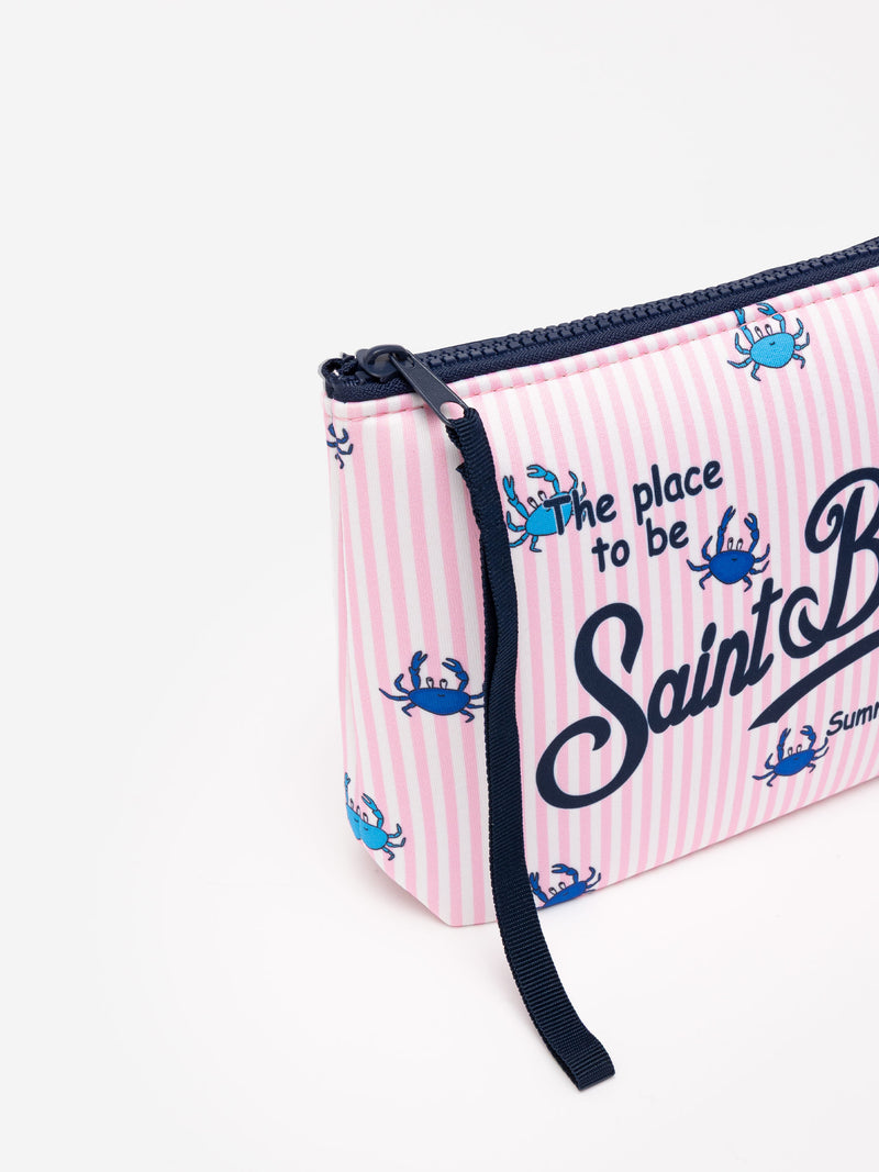 Pochette Aline in scuba con stampa granchi