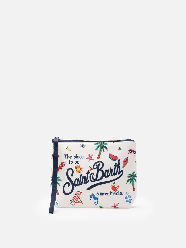 Aline Scuba-Pochette mit sommerlichem Skizzendruck