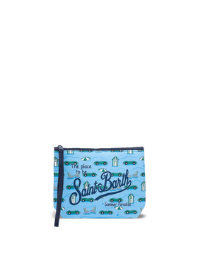 Pochette Aline in scuba con stampa macchine e cabine