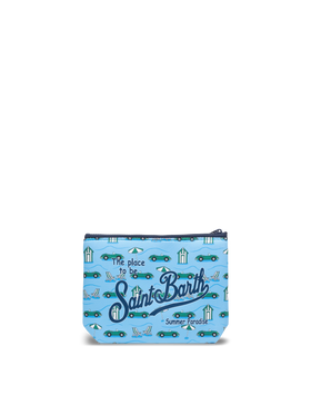 Pochette Aline in scuba con stampa macchine e cabine