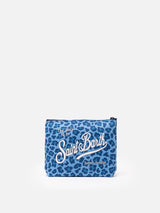 Aline Scuba-Pochette mit blauem Animalier-Print