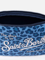 Aline scuba pochette with blue animalier print