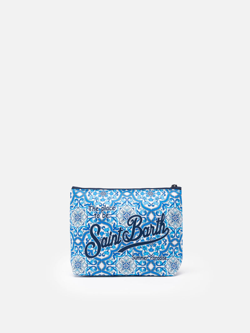 Aline Scuba-Pochette mit Sicily-Kacheldruck