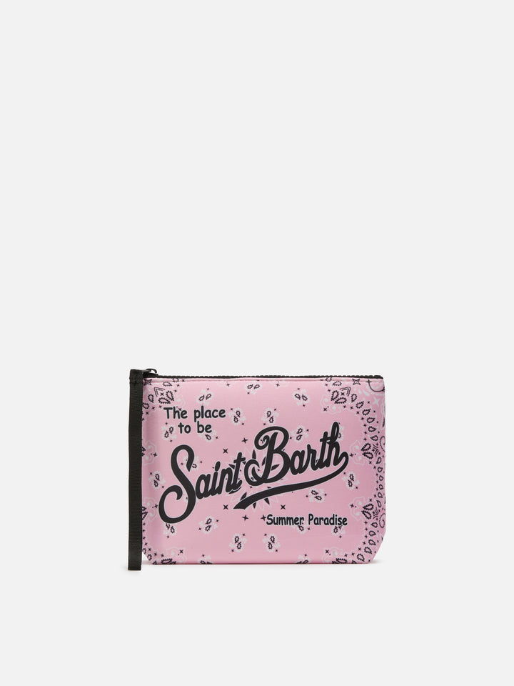 Aline scuba pouch with pink bandana print