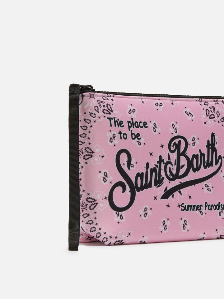 Aline scuba pouch with pink bandana print
