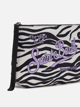 Aline scuba pouch with zebra print