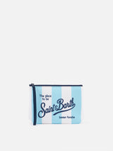 Hellblau gestreifte Scuba-Pochette Aline