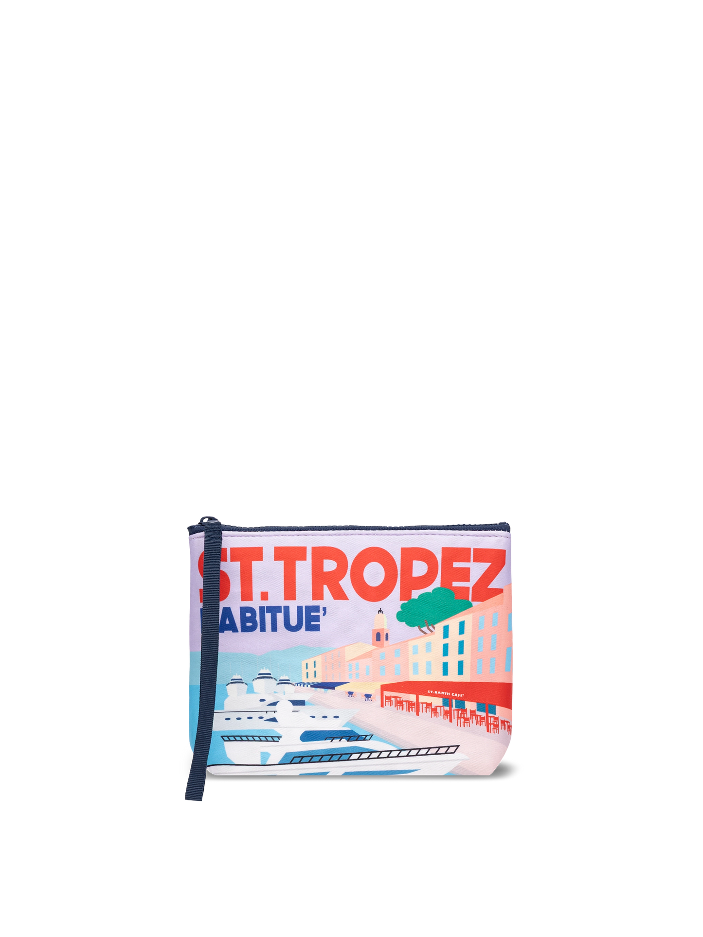 Aline scuba pochette with Saint Tropez postcard print