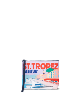 Aline scuba pochette with Saint Tropez postcard print