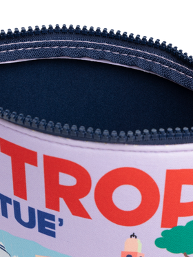Aline scuba pochette with Saint Tropez postcard print