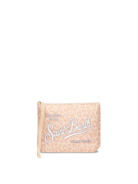 Aline scuba pochette with beige pastel animalier print