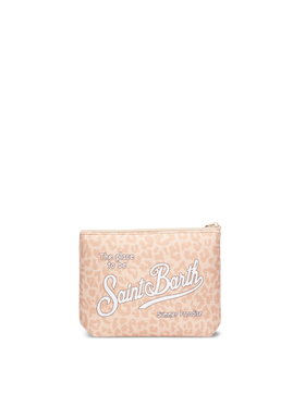 Aline scuba pochette with beige pastel animalier print