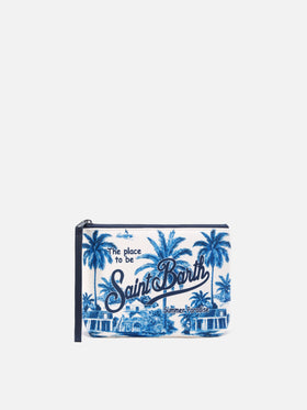 Aline scuba pouch with Toile de Jouy print | Special Edition
