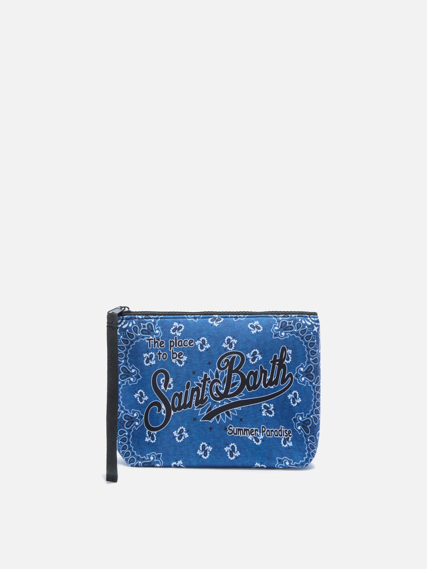 Aline scuba pouch with blue bandana print