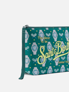 Aline scuba pouch with tennis and watch print