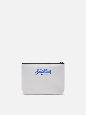 Aline white scuba pouch with Gin Tonic recipe print