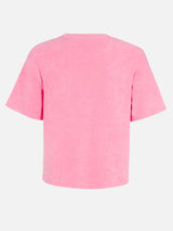 Woman pink terry cotton crewneck t-shirt Aleja