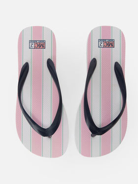 Alma rubber slip-on flip flops with pink and white stripes