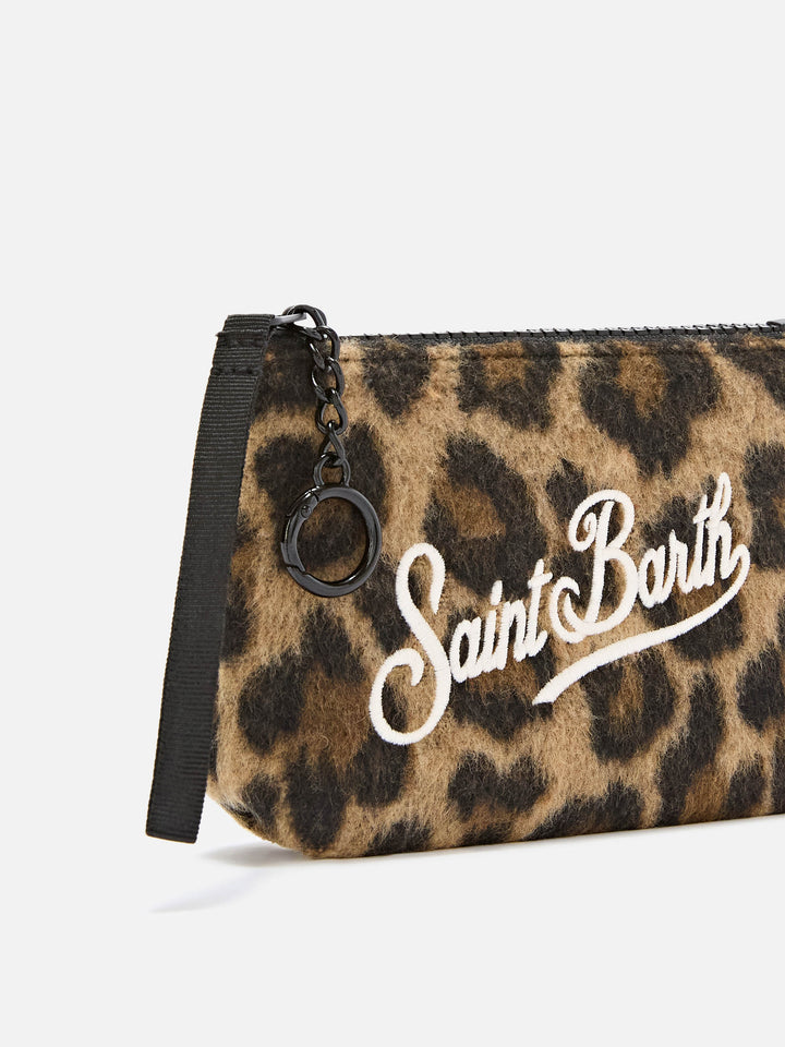 Pochette Mini Aline in feltro con stampa leopardo