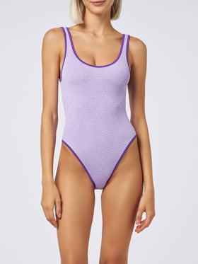 Woman lilac crinkle one piece swimsuit | MELISSA SATTA SPECIAL EDITION - MC2 Saint Barth