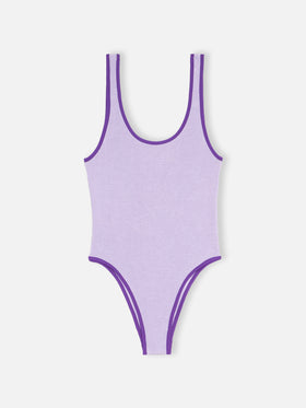 Woman lilac crinkle one piece swimsuit | MELISSA SATTA SPECIAL EDITION - MC2 Saint Barth