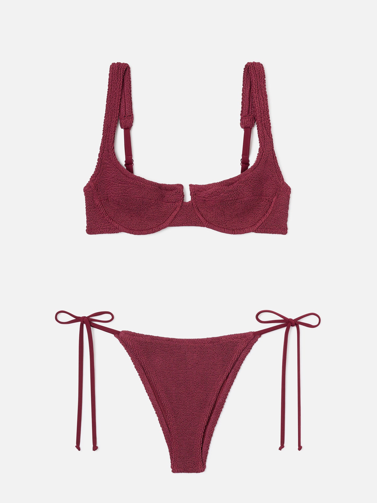 Bikini Amira Marielle in tessuto crinkle bordeaux