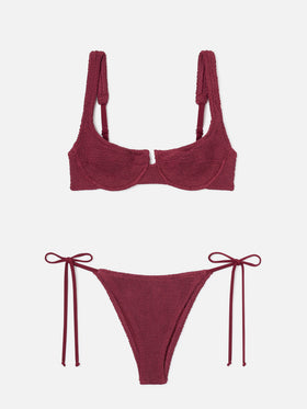 Bikini Amira Marielle in tessuto crinkle bordeaux