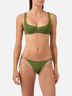 Amira Marielle military green crinkle bikini