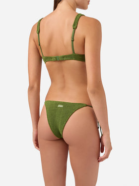 Amira Marielle military green crinkle bikini