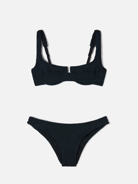Bikini noir en tissu crinkle Amira Elise 