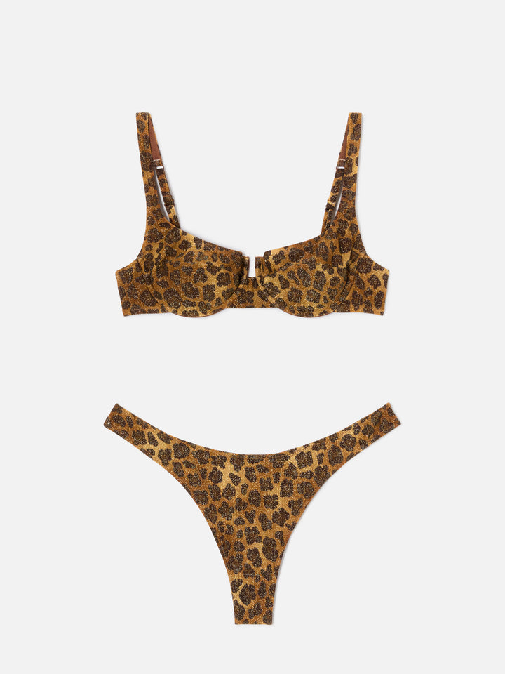 Bikini Amira Naomi in tessuto lurex con stampa animalier