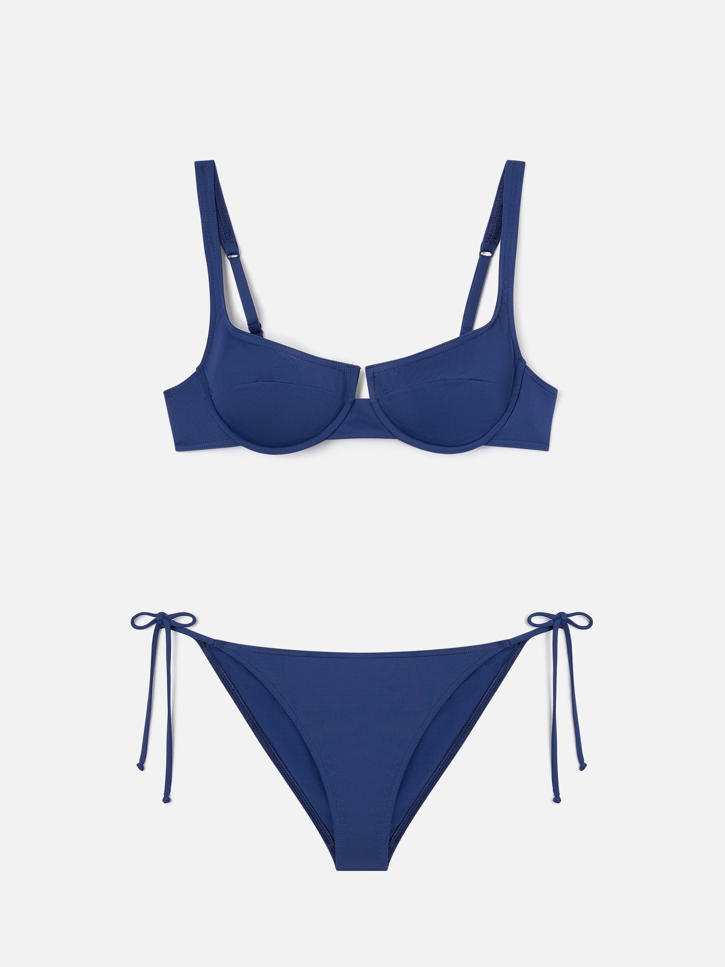 Amira Naomi navy blue balconette bikini in solid color
