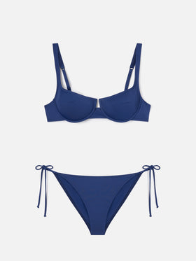Amira Naomi navy blue balconette bikini in solid color