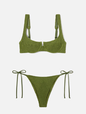 Amira Marielle military green crinkle bikini