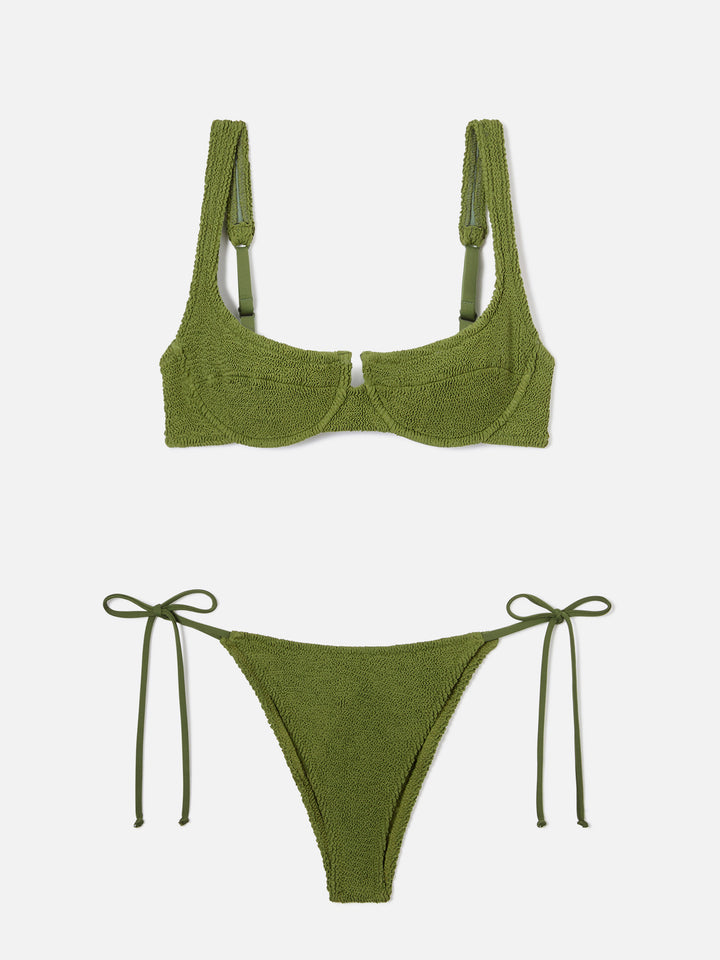 Amira Marielle military green crinkle bikini