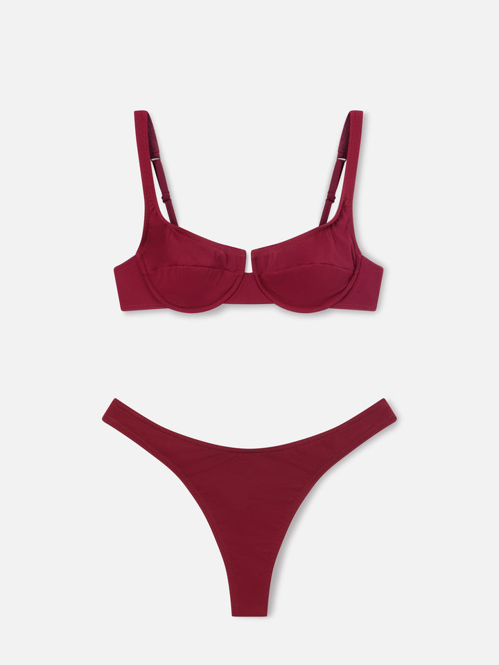 Bikini balconette Amira Naomi bordeaux de color liso 
