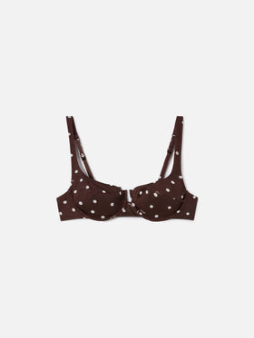 Amira balconette bikini top with polka dot print