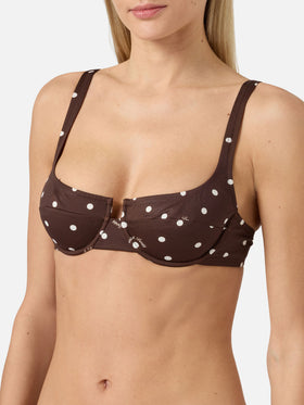 Amira balconette bikini top with polka dot print
