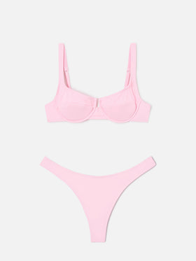 Amira Naomi hellrosa Balconette-Bikini in Uni-Farbe 