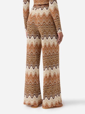 Brown Amalia degradé raschel long trousers